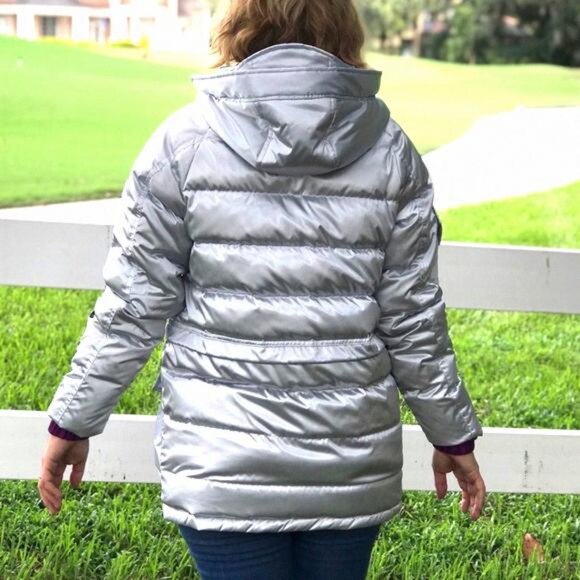 💖MEGA SALE💖 Iridescent Sideline Down Jacket Silver S 10006987-A01 XS - Picture 3 of 9
